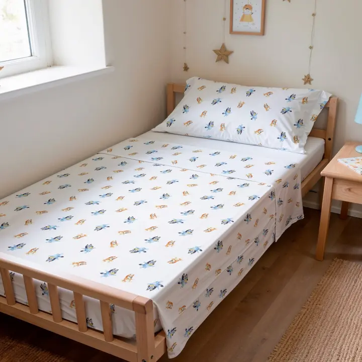 Sábana encimera infantil BLUEY + funda de almohada | Ropa de cama niños - 1
