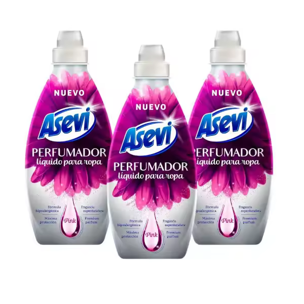 Asevi Perfumador Líquido Concentrado para Lavadora Pink, 720ml para 36 Lavados, Pack 3 uds, Perfume para la Ropa, Fragancia Fresca y Duradera con Olor Afrutado, Para Todo Tipo de Prendas, Fórmula Hipoalergénica, Dermatológicamente Testada - 1