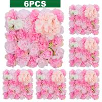 6Pcs Paneles De Flores Artificiales Rosas Y Euforbia En Seda Para Decoración De Fondo De Bodas Y Fiesta Decoración Del Hogar Y Eventos - details 8