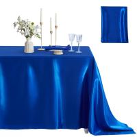 Mantel De Seda Azul Para Boda Resistente a Manchas Y Arrugas Suave Y Lujoso Para Banquetes Interior Y Exterior Estilo Sólido - details 1