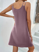 Vestido Bodycon Elegante De Verano 2024 Para Mujer Con Doble Correa Y Cuello En V Sin Mangas De Poliéster Longitud De Rodilla - details 24