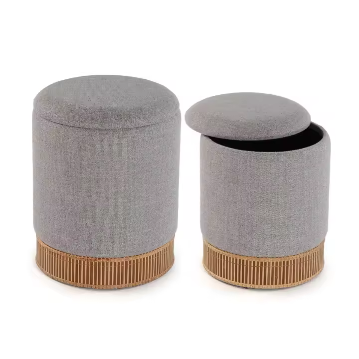 Puff Desmontable Versa Gris Bambú Madera MDF - 1
