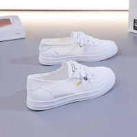 Zapatillas Planas Transpirables De Malla Para Mujer Primavera Verano Con Cordones Tenis Casuales Ligeros Huecos Blancas Zapatos Cómodos - details 8