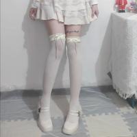 Medias Largas De Encaje Para Mujer Y Niñas Blancas Y Negras Con Volantes Y Lazo Stockings Dulces De Nylon Medias Con Bowknot - details 4