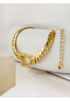 Collar De Corazón Grueso De Acero Inoxidable Con PVD Dorado Para Mujer Peri'sbox Joyería De Moda De Cadena Larga Y Hueca - details 6