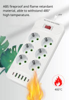 2m-Regleta De Enchufes Con 6 Tomas De Corriente Para Europa Con Interruptor, Enchufes De CA Y 4 Puertos De Carga Rápida USB Y 2 Tipo-C PD, 2500W/10A,La Oficina, El Dormitorio Y La Sala De Juegos, Protector Contra Sobretensiones - details 1