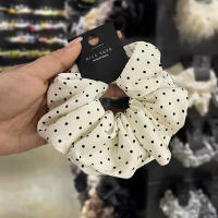 Accesorios De Pelo Coreanos Con Polka Dots Negro Y Blanco Granadilla Banda Elástica De Satén Para Coletas Estilo Adulto - details 1