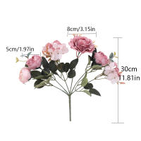 Bouquet De Rosas De Seda Retro Para Boda Decoración De Navidad Accesorios Para El Hogar Flores Artificiales De Otoño Hydrangea Peony - details 1