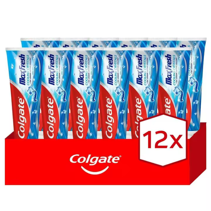 Pasta de dientes Colgate Max Fresh con cristales refrescantes, frescor duradero, menta fresca 75ml. Pack 12 - 1