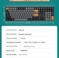 Teclado Mecánico De Juego Aigo GD110 110 Teclas Con Switch Rojo Y Cable USB Tipo-c Teclado Gamer Recargable Sin Retroiluminación - details 22