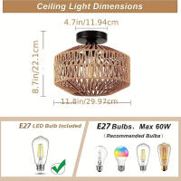 Lámpara Colgante De Tejido a Mano En Bambú Clásico Con Luz De Lustre Para Decoración De Habitaciones Y Salas De Estar Material De Hierro Y Acrílico Iluminación Diaria Sin Certificación Inteligente - details 6