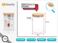 LILI HOME Bote de cristal con tapa de bambú más capacidades y dimensiones para elegir:  720 ml: Ø9.5 cm x Altura 10 cm. 1050 ml: Ø10 cm x Altura 15.5 cm. 1400 ml: Ø9.5 cm x Altura 20.5 cm. Cristal transparente de alta calidad, resistente y apto - details 2