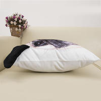 Funda De Cojín 3D Con Patrón De Orejas Grandes De Perro Pug Decoración Para El Hogar Y Dormitorio Funda De Sofá De Poliéster Suave Estilo Animal - details 2