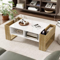 Mesa de Centro Moderna✨| 105x60x40 cm | Superficie Parcialmente Brillante (Top & Perfiles) | Cajones Profundos with Cierres Suaves + Compartimientos abiertos para Decoración | Diseño Multifunctional - details 2