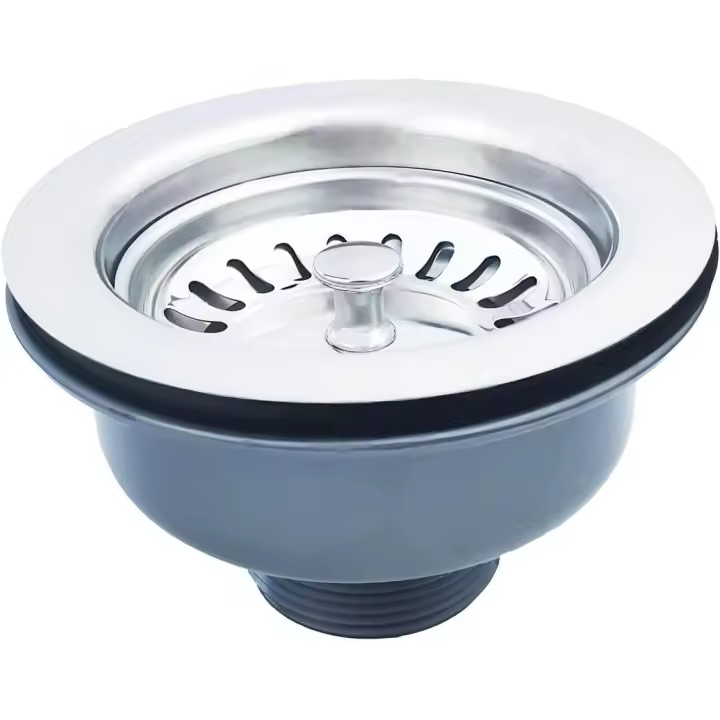 fregadero sin rebosadero cesta ø 114 mm 1½", acero inoxidable ABS, Desagüe + Cesta - 1