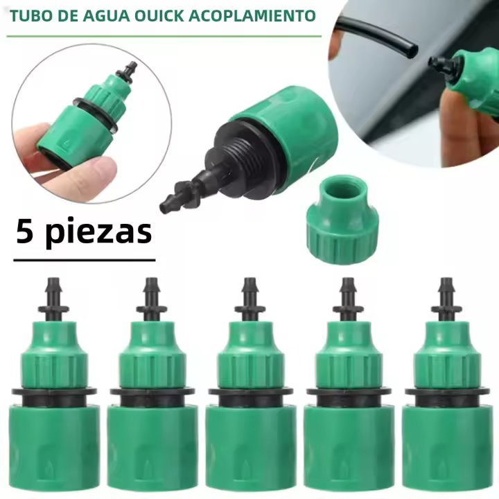 Conector Rápido De Tubo De Agua 5pcs Para Sistemas De Riego Por Drip Y Jardín Pieza De Equipo De Riego Material Plástico - 1