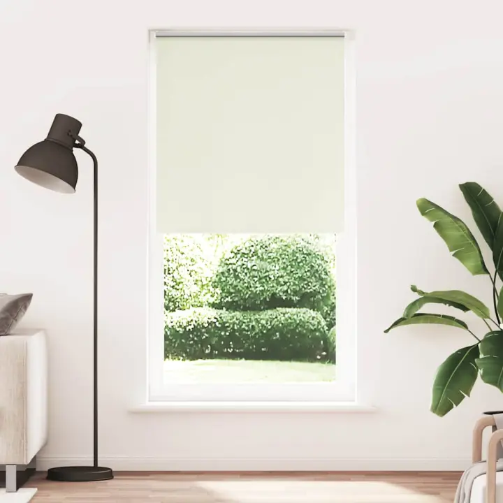 vidaXL Estor Enrollable Opaco Blanco Roto de Tela en dimension 230 cmx105 cm/230 cmx120 cm/230 cmx125 cm y más | protección solar decorativa para ventanas hogar oficina dormitorio fácil de instalar - 1