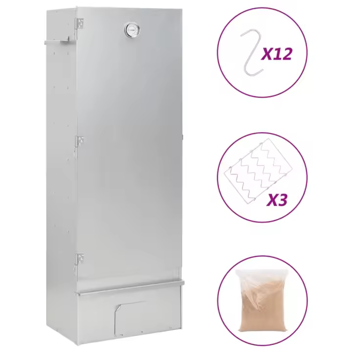 vidaXL Horno ahumador astillas madera acero galvanizado Dimensiones 44.5 x 29 x 83 cm, 44.5 x 29 x 110 cm - 1