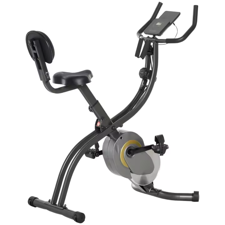 HOMCOM Bicicleta estática, X-Bike, entrenador de bicicleta 2 en 1 volante de 6 kg, bicicleta de ajuste con resistencia magnética ajustable de 16 niveles y 1 par de cuerdas de tensión, acero, negro + gris, 51 x 97 x 115 cm - 1