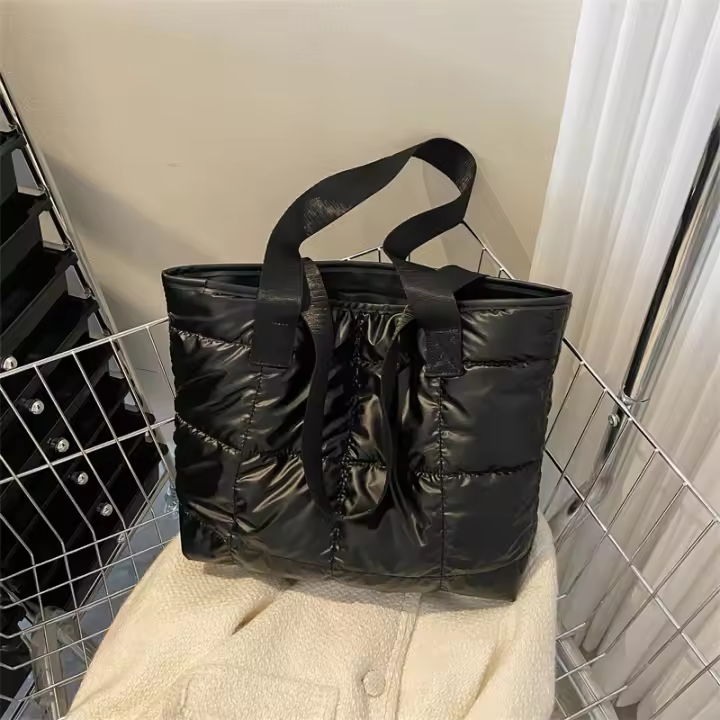 Nueva Bolso De Moda Para Mujer Estilo Coreano Bolso Espacioso De Algodón Bolsos De Hombro Casual Con Patrón Cuadriculado Tendencia Unisex - 1