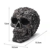 Estatua Decorativa De Calavera Con Engranajes En Resina Estilo Mecánico Adorno Artístico Para El Hogar Y Decoración De Halloween - details 5