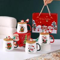 Caja De Regalo De Taza De Cerámica Con Tapa Y Cucharita Para Café Navidad Taza Ecológica Con Accesorios Para Bebidas - details 0