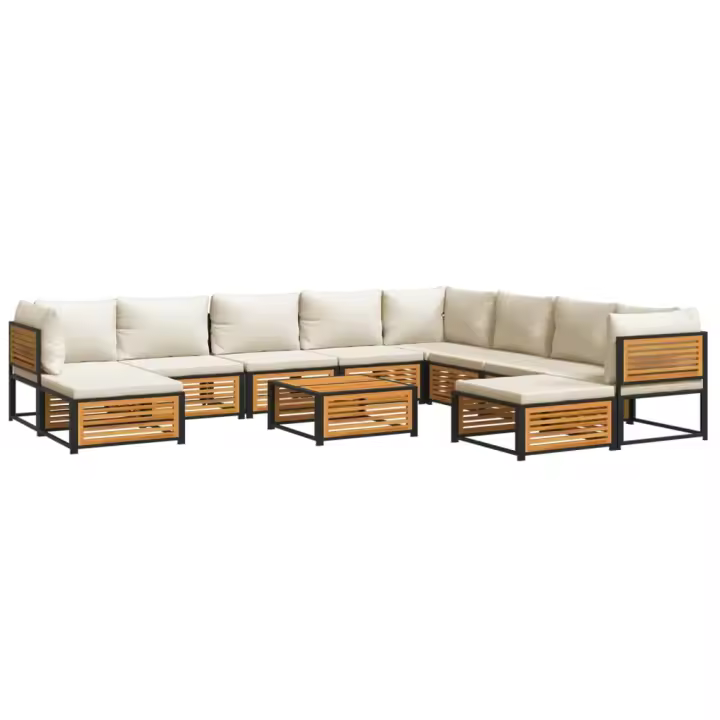 vidaXL Set de sofás de jardín con cojines 11 pzas madera maciza acacia - 1