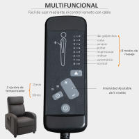 HOMCOM Sillón de Masaje Relax Reclinable con Mando a Distancia 2 Zonas de Masaje 8 Programas 5 Niveles de Intensidad y Temporizador Tapizado en PU 68x88x98 cm - details 6