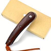 Cuchillo Plegable De Manija De Madera Portátil Para Exteriores Cuchillo Pequeño Hoja De Acero Inoxidable Fácil De Transportar - details 2