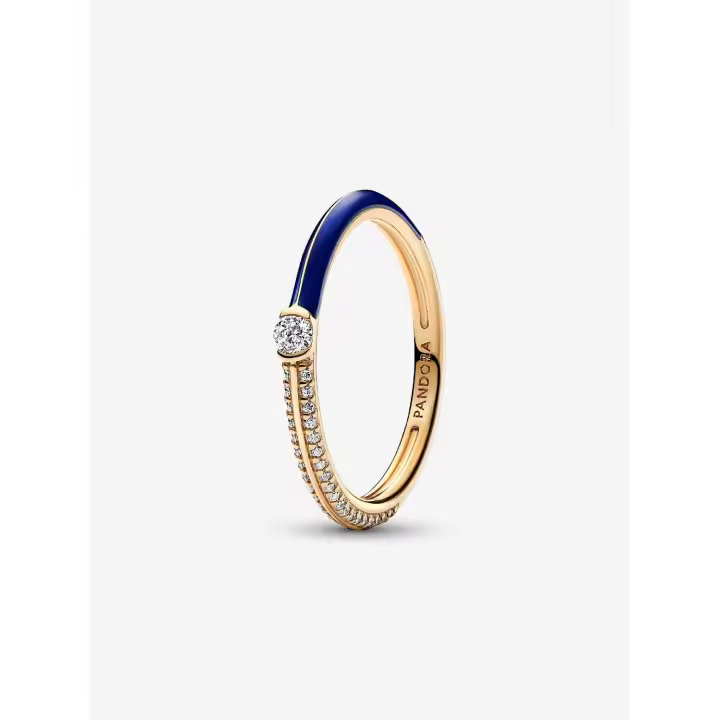 Pandora ME with pavé y Azul-Baño de Oro de 14 K Pandora - Anillo Doble - 1