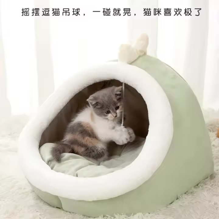 Cama y Cálida para mascotas, juguete de campana, tienda de campaña para casa de mascotas, alfabrilla lavable para Perros Pequeños, Cámaras de Invierno para Gatos - 1