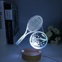 Lámpara De Mesa LED 3D De Madera Con Luz Nocturna De Tenis Cambio De 7 Colores USB Decoración Para El Hogar Regalos Para Fanáticos De Tenis - details 7