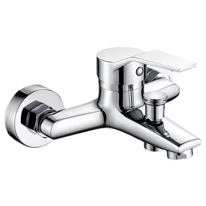 Zinc Alloy Basin Faucets Chrome Wall Mounted Hot Cold Water Dual Spout Mixer Tap For Bathroom Splitter Bath Shower Basin - 1