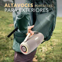Altavoz Potente Inalámbrico Portátil Bluetooth T&G TG-418, Impermeable, 50W, SubWoofer Graves, Iluminación RGB LED, Conexiones USB (Tipo-C), Aux, Radio FM - Negro, Gris, Camuflaje - details 4