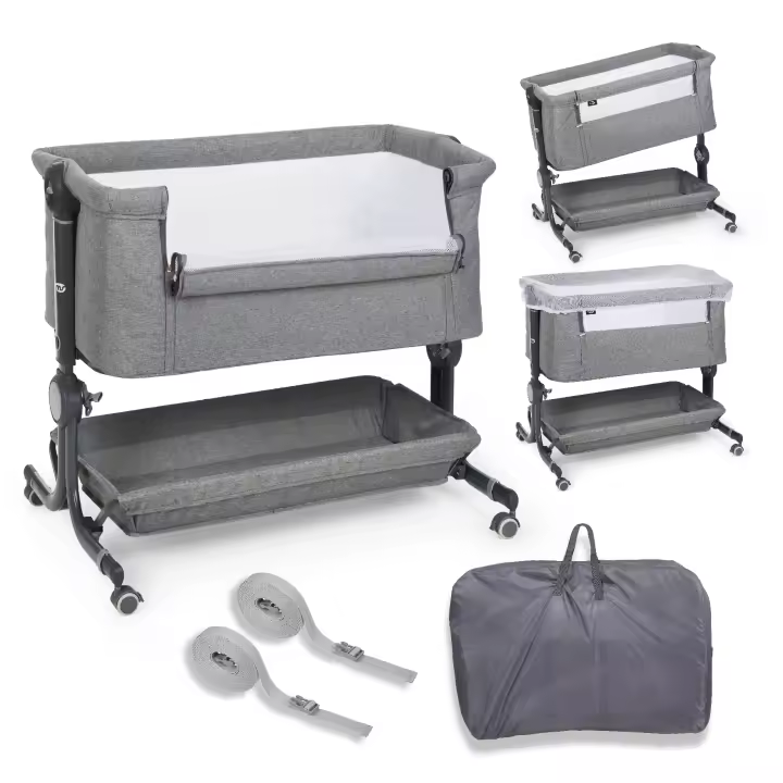ms Minicuna Colecho Comfy - Cuna Colecho Regulable Multialturas, Reclinable - Colchón Incluido e Incluye Mosquitera de Serie (POSIBILIDAD DE COMPRAR CON VESTIDURAS) - 1