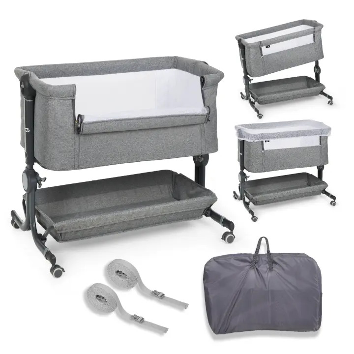 ms Minicuna Colecho Comfy - Cuna Colecho Regulable Multialturas, Reclinable - Colchón Incluido e Incluye Mosquitera de Serie (POSIBILIDAD DE COMPRAR CON VESTIDURAS) - 1
