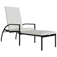 vidaXL Tumbona con reposapiés ratán sintético Marrón, Negro, Gris Sillas de Exterior Ideal para jardín, playa, piscina, terraza Tumbona Piscina Tumbonas Playa Tumbonas Jardín Exterior - details 0