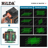 Nivel Láser Verde HILDA 16/12 Líneas 4D Auto-Nivelado 360 Grados Horizontal Y Vertical Super Potente Con Haz De Láser Verde - details 10