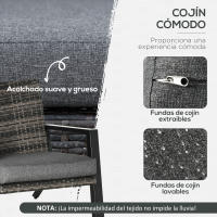 Outsunny Conjunto de Muebles de Jardín de Ratán 4 Piezas Juego de Muebles de Exterior con Sofá de 2 Plazos Sofás Individuales y Mesa de Centro para Terraza Patio Negro - details 4