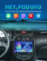 Podofo Radio de coche Android 2 Din para Peugeot 206 206CC Citroen C2 2002-2010 Carplay 8+128GB AI Voice WIFI+4G DSP GPS Navegación Multimedia Reproductor de Video - details 0