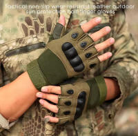 Guantes Tácticos De Medio Dedo Para Camping Senderismo Caza Y Fitness Antideslizantes Deportivos Unisex Hechos De Microfibra Y Poliéster - details 6