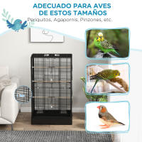 PawHut Jaula para Pájaros 61x36,5x98 cm Pajarera con Puertas Perchas Bandeja Extraíble Cajas de Comidas y Asas Jaula para Ninfas Periquitos Pinzones Canarios - details 2