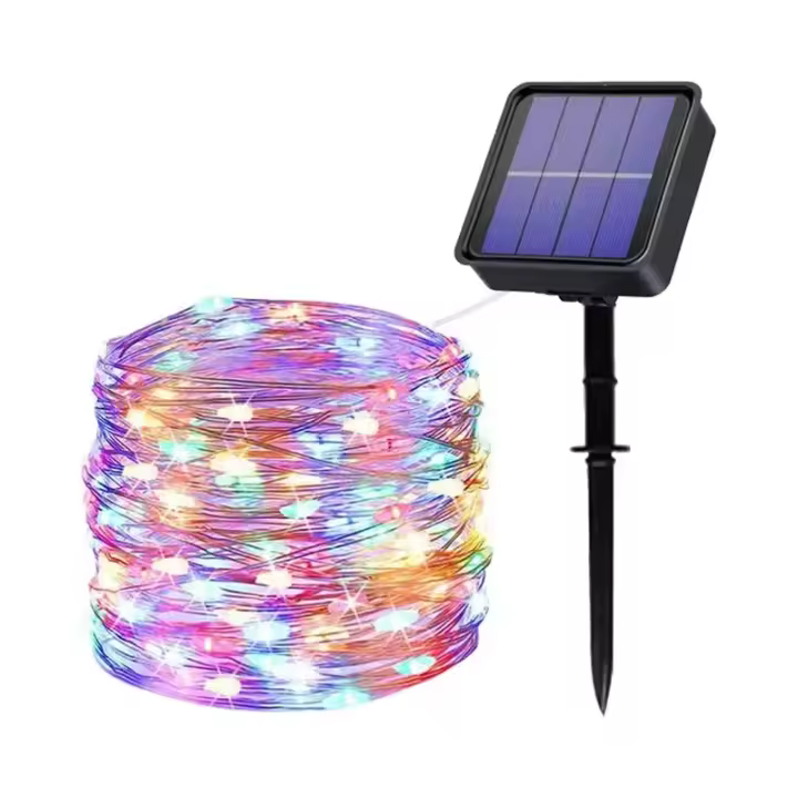 Luces De Cadena Solar LED 50-300 IP67 Impermeables Con Hilo De Cobre Para Jardín Decoración Navideña 8 Modos Luz De Navidad Twinkle - 1