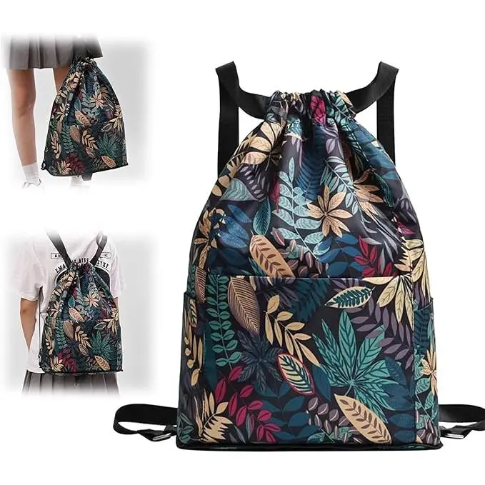 Mochila plegable de la cuerda de la prenda impermeable del bolso de la cuerda con el peso ligero del compartimiento de bolsillo - 1