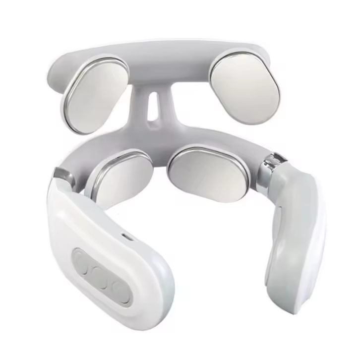 Masajeador Cervical De 4 Cabezas Con Ajuste De Fuerte USB Inteligente Con Voz De Calentamiento Masajeador De Cuello Blanco - 1