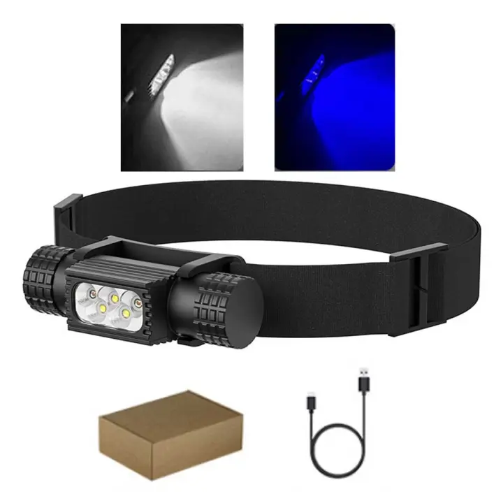 Linterna Frontal LED Tipo C USB Mini Con Batería 18650 Luz En Roja Verde Morada UV Azul Y Amarillalampara Frontal De Mano Impermeable Con Angulo De Haz De 60° - 1