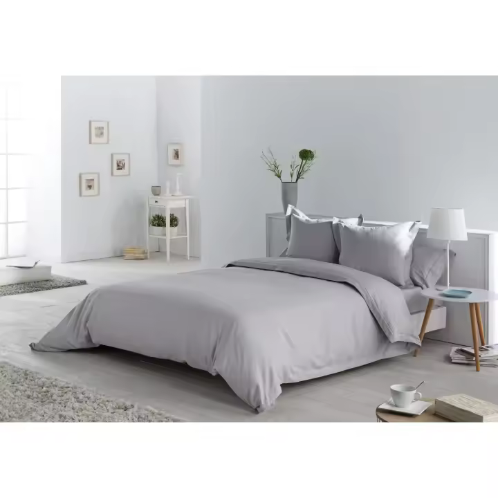 Juego de FUNDA NORDICA + funda de cojín dibujo en espiga color perla - Cama de 90 (4 piezas) - Tejido jacquard - 50% algodón / 50% poliéster. Gramage: 115 - Fijalo - 1