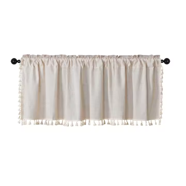 Cortina Corta De Taza De Café Con Borla Y Bolsillo Para Percha Para Decoración De Sala De Estar Cocina Y Armarios 100% Poliéster - 1