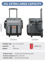 Bolsa de hielo con carrito de nuevo estilo, bolsa de picnic para exteriores, refrigerador para automóvil, bolsa de aislamiento para remolcador de gran capacidad, caja de aislamiento - details 1