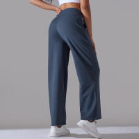 Pantalones Rectos De Pierna Ancha Para Mujer Casual Pantalones De Oficina Cintura Alta Holgados Para Danza Leggings Sin Costuras De Nylon - details 11